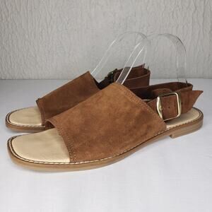 Ilaria Sartori Womens Size 10.5 Slingback Brown Suede Casual Buckle Sandals
